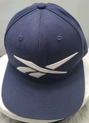 Reebok Navy Blue Snapback Hat - Flat Bill Vector Logo Mens Adjustable - Image 1