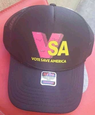 Vote Save America VSA Trucker Hat Snapback Black Cap OTTO OSFM Political - Image 1