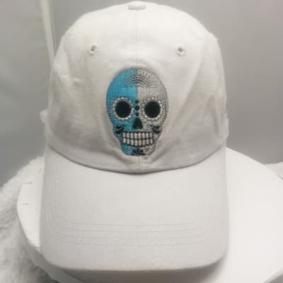 Volcan Tequila Slideback Hat White One Size Adjustable Embroidered Skull Cotton - Thumbnail 2