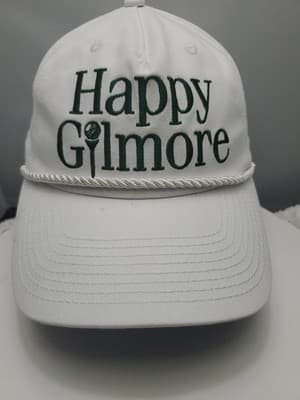 Happy Gilmore Golf Hat White Rope Cap Adjustable Adam Sandler Film - Image 1