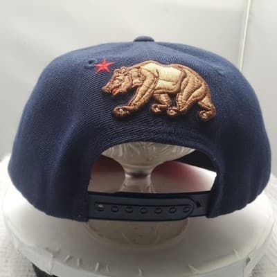 California Republic Flag Embroidered Whang Flat Bill Snapback Cap Hat - Thumbnail 3