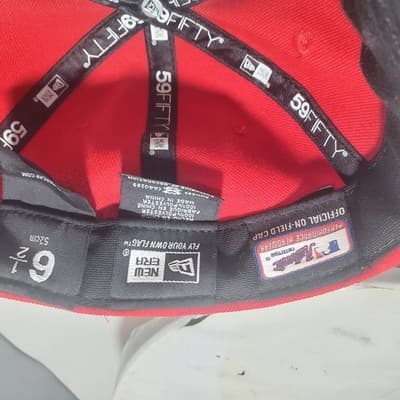 New Era 59fifty Los Angeles Angels of Anaheim fitted hat on field Red 6 1/2 - Thumbnail 6
