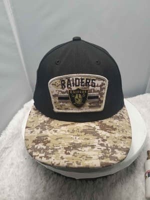 Raiders New Era 59FIFTY Salute To Service Camo Snapback Hat - Image 1