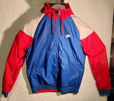 Nike Windrunner Jacket Mens Medium Blue Red White Zip Up Windbreaker vintage - Image 1
