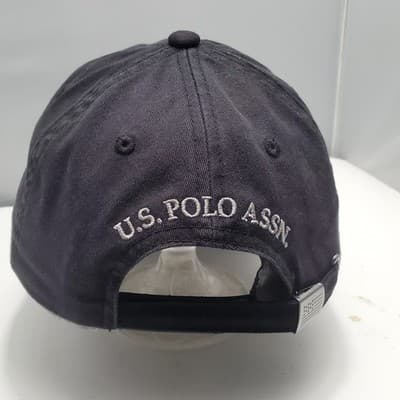 U.S. POLO ASSOCIATION Hat Black w/ White Logo Strapback Adjustable Baseball Cap - Thumbnail 11