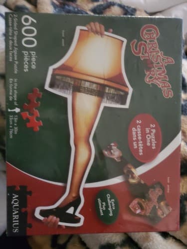 NEW SEALED A Christmas Story 2-Sided 600-Piece Shaped Jigsaw Puzzle 13 x 30 - Image 1