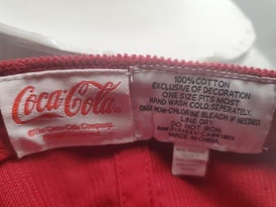 Coca Cola Red Corduroy Hat Multicolor Coke Logo Adjustable Strapback Cap - Thumbnail 6