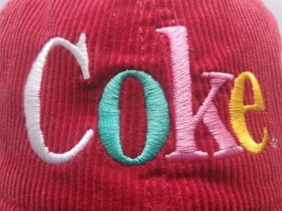 Coca Cola Red Corduroy Hat Multicolor Coke Logo Adjustable Strapback Cap - Thumbnail 7