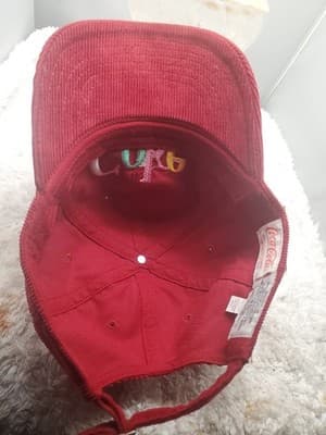 Coca Cola Red Corduroy Hat Multicolor Coke Logo Adjustable Strapback Cap - Thumbnail 5