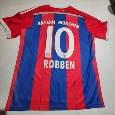 BAYERN ADIDAS 2014/2015 FOOTBALL SOCCER HOME JERSEY #10 ROBBEN SIZE large - Thumbnail 2