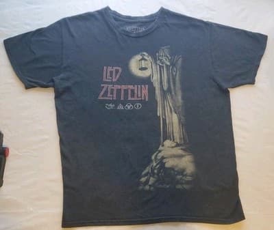 Led Zeppelin Tee Shirt Mens Black Hermit Graphic Band Rock Music - Image 1