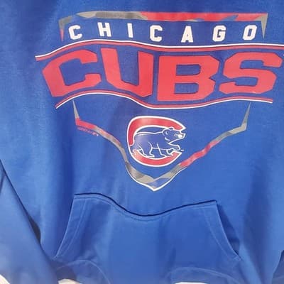 CHICAGO CUBS Majestic Blue Hoodie MLB Size Mens M - Image 1
