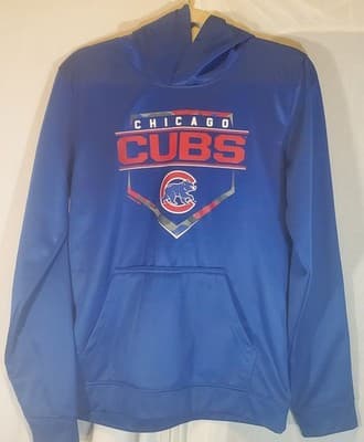 CHICAGO CUBS Majestic Blue Hoodie MLB Size Mens M - Thumbnail 2