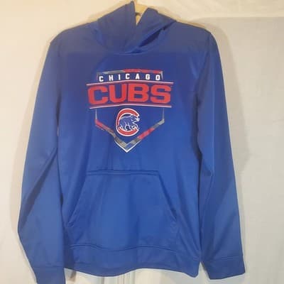 CHICAGO CUBS Majestic Blue Hoodie MLB Size Mens M - Thumbnail 5