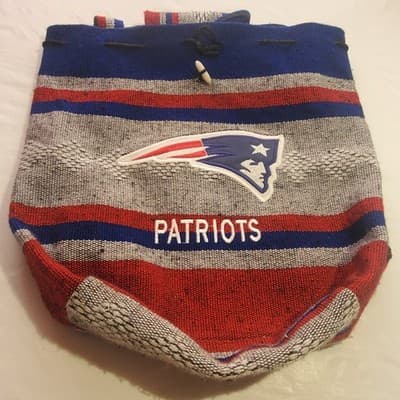 PATRIOTS Football Mexican Blanket Embroidered Backpack Bag Red White Blue - Thumbnail 4