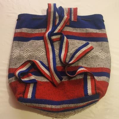 PATRIOTS Football Mexican Blanket Embroidered Backpack Bag Red White Blue - Thumbnail 2