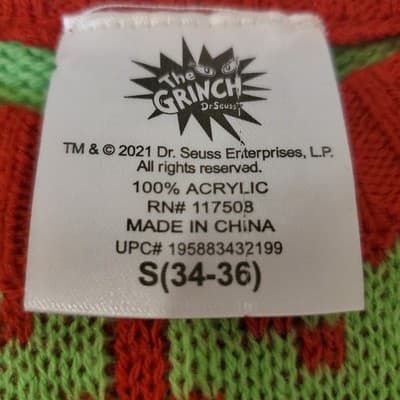 Men's The Grinch Ugly "Mean One" Christmas Holiday Sweater Size Small 34-36 - Thumbnail 3
