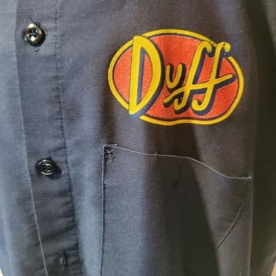Vintage The Simpsons 2004 DUFFMAN DUFF BEER Red Kap Button Work Shirt. Large - Thumbnail 3