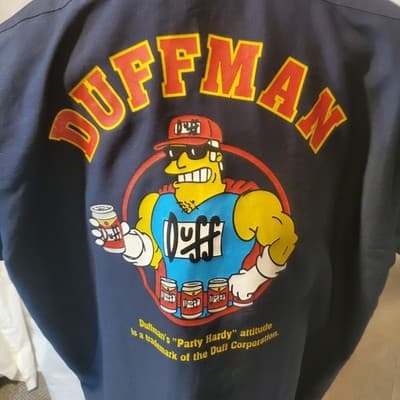 Vintage The Simpsons 2004 DUFFMAN DUFF BEER Red Kap Button Work Shirt. Large - Thumbnail 4