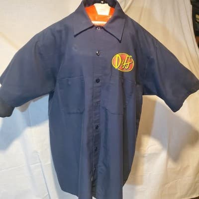 Vintage The Simpsons 2004 DUFFMAN DUFF BEER Red Kap Button Work Shirt. Large - Thumbnail 2