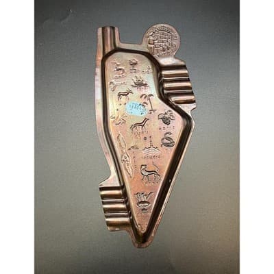 Vtg Souvenir Copper Tray from Israel, Trinket Tray, Ashtray - Thumbnail 6
