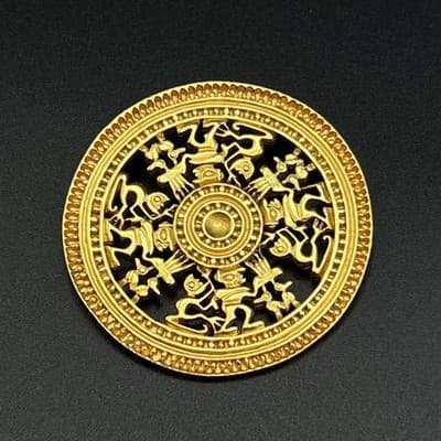 CCORI Peruvian Inca-inspired Brooch, Repro. of a Museum Piece, 18k Gold Plated - Image 1