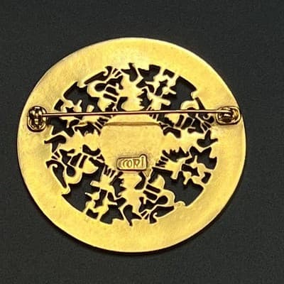 CCORI Peruvian Inca-inspired Brooch, Repro. of a Museum Piece, 18k Gold Plated - Thumbnail 3