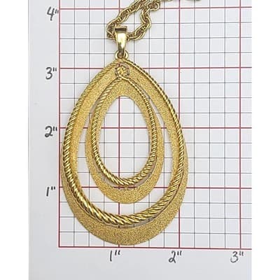 Vintage Crown Trifari Gold Tone Pendant & Necklace, signed - Thumbnail 6