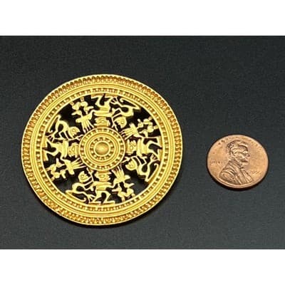 CCORI Peruvian Inca-inspired Brooch, Repro. of a Museum Piece, 18k Gold Plated - Thumbnail 2