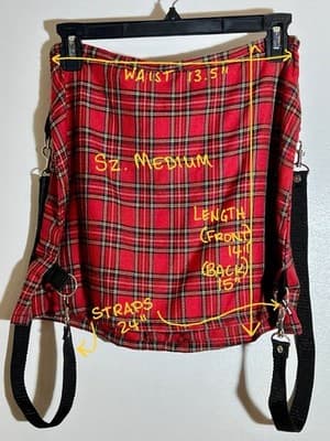 Dog Pile (DP Gerl) Red Tartan Bondage Skirt, Sz. M, VTG 1990s - Thumbnail 7