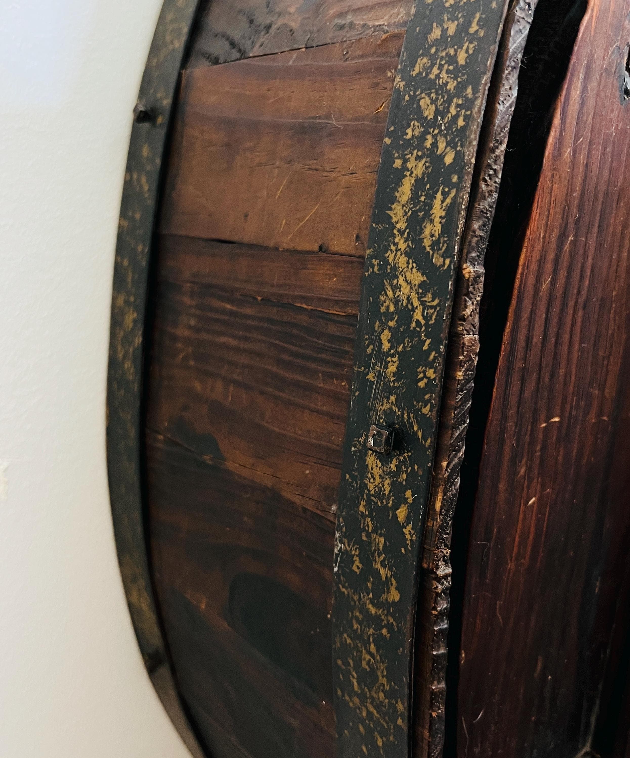 VTG 1960s Rustic Wine Cask Wall Decor, Mid Century Wine Barrel Mini Bar - Thumbnail 5