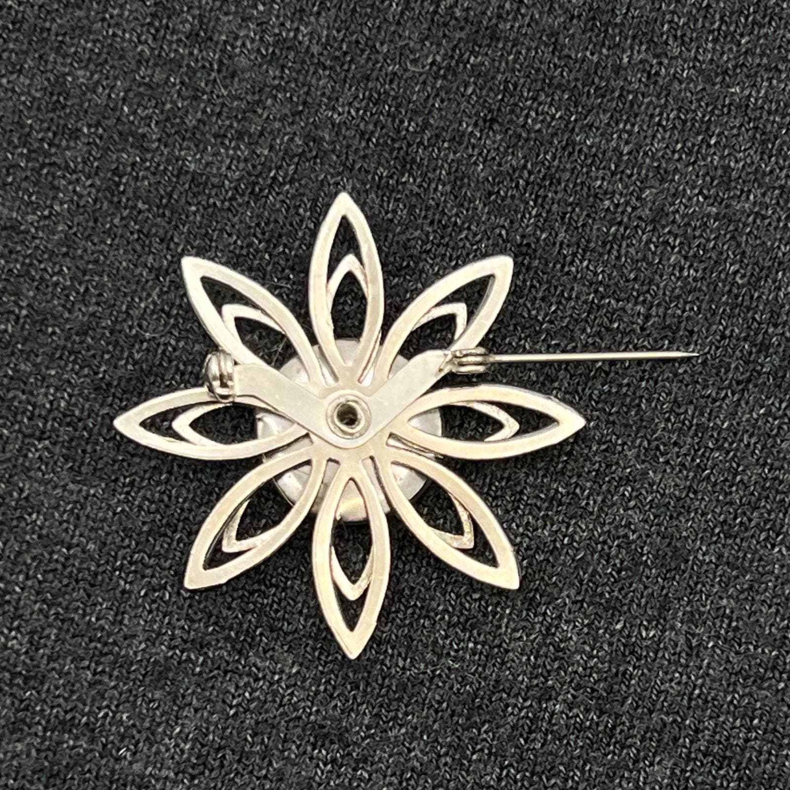 Atomic MCM Brooch Iridescent Center Silver Tone Pin Vintage Accessory - Thumbnail 4