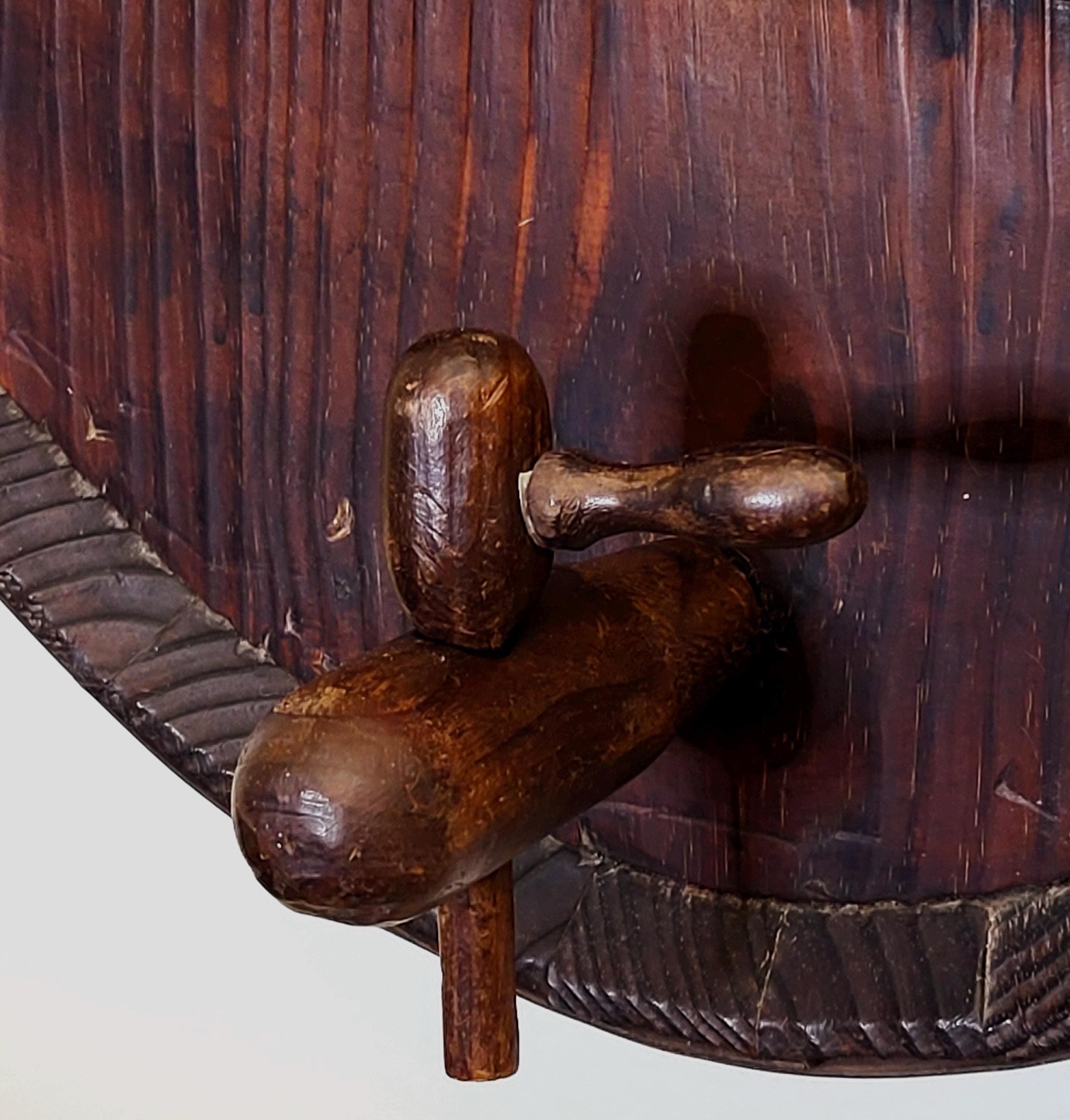 VTG 1960s Rustic Wine Cask Wall Decor, Mid Century Wine Barrel Mini Bar - Thumbnail 4