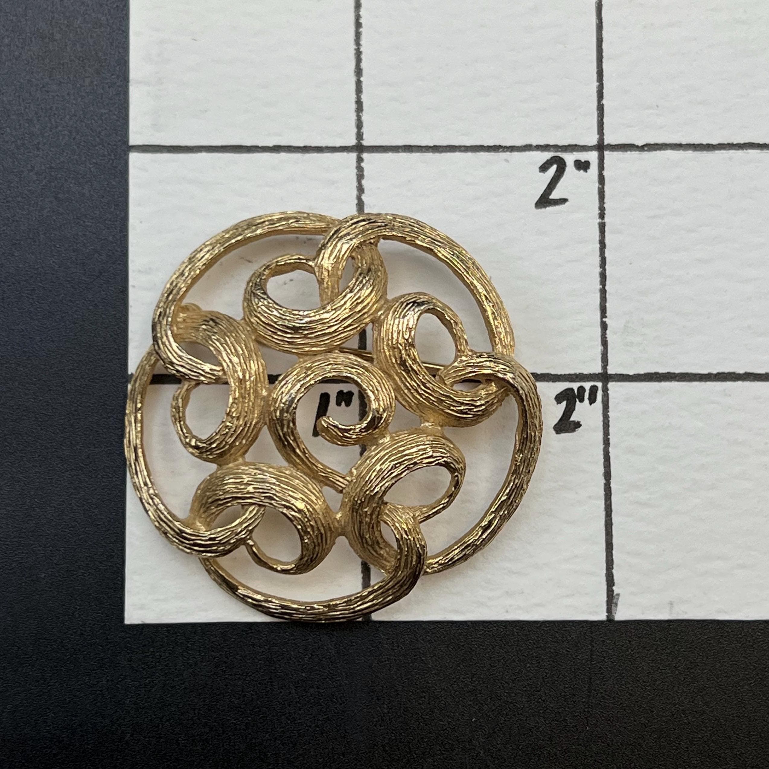 VTG Mid Century Sarah Coventry Swirl Brooch, Gold Tone, Signed - Thumbnail 6