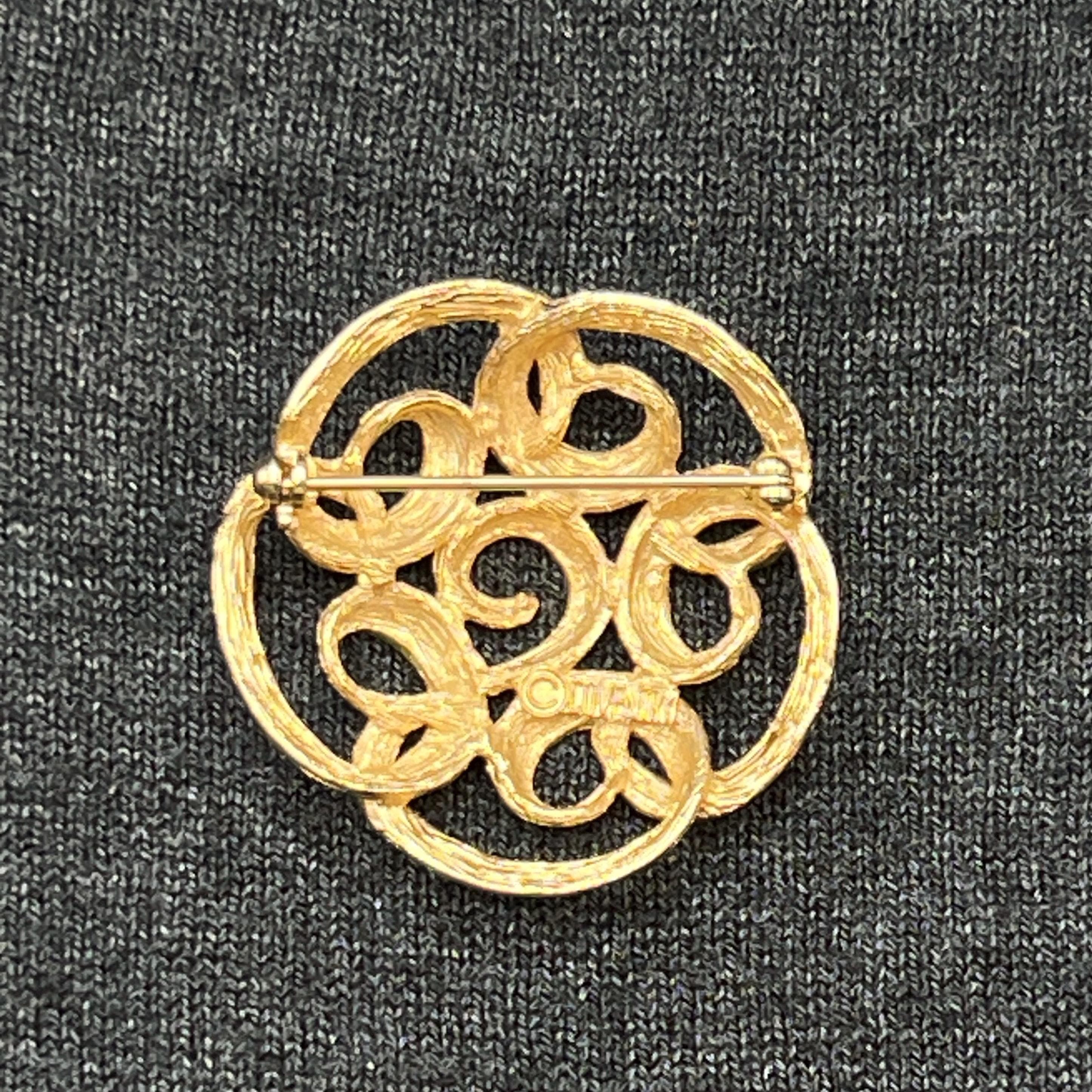 VTG Mid Century Sarah Coventry Swirl Brooch, Gold Tone, Signed - Thumbnail 3