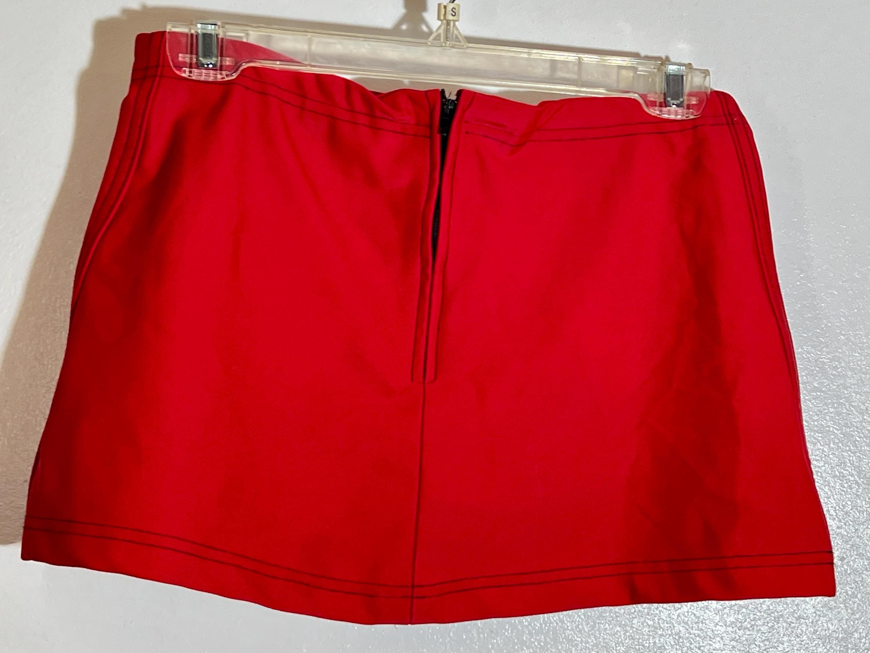 VTG 1990s SERIOUS L.A. Red Neoprene Mini Skirt, Sz. M - Thumbnail 3