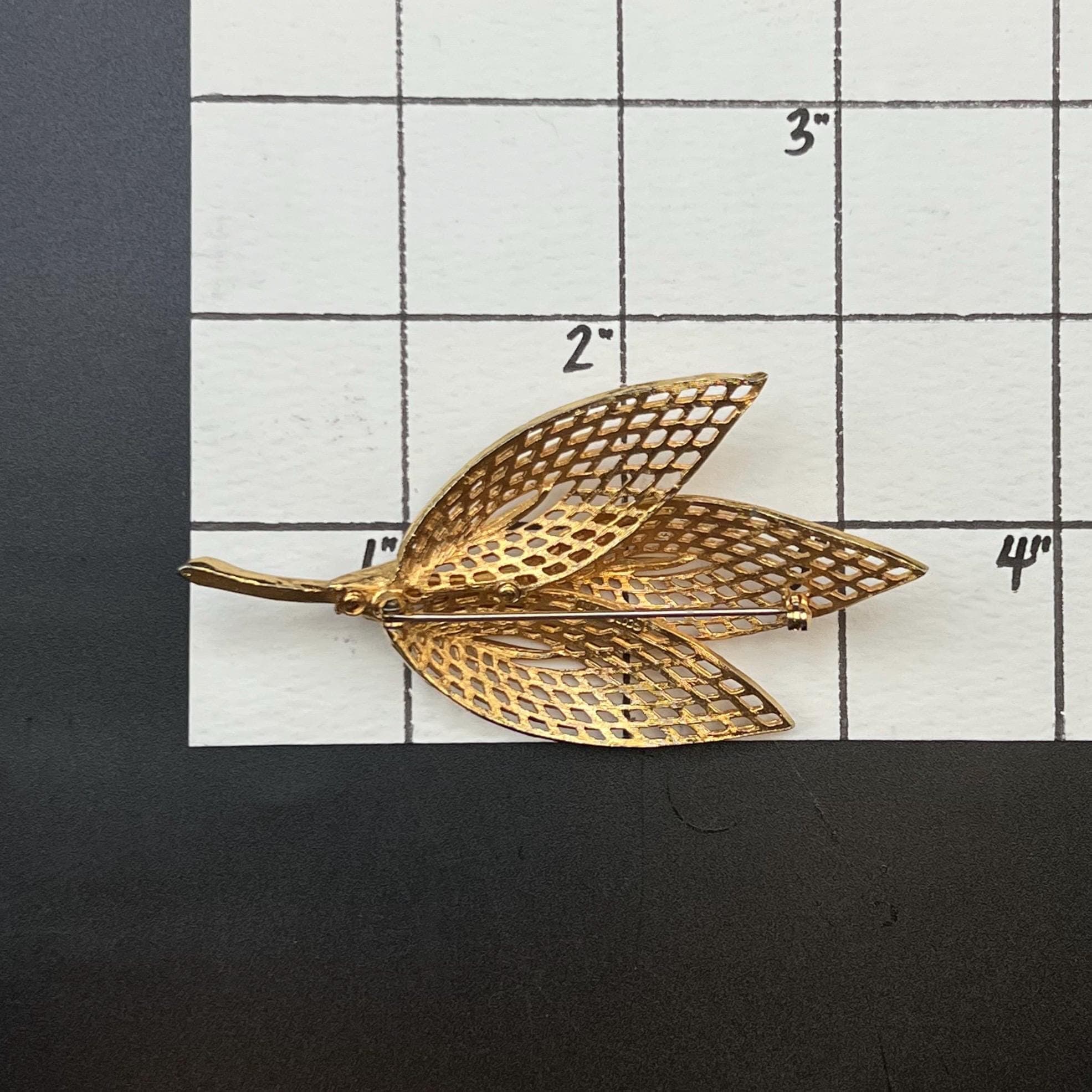 VTG Mid Century Corocraft Leaf Floral Brooch, Gold Tone, Signed - Thumbnail 5