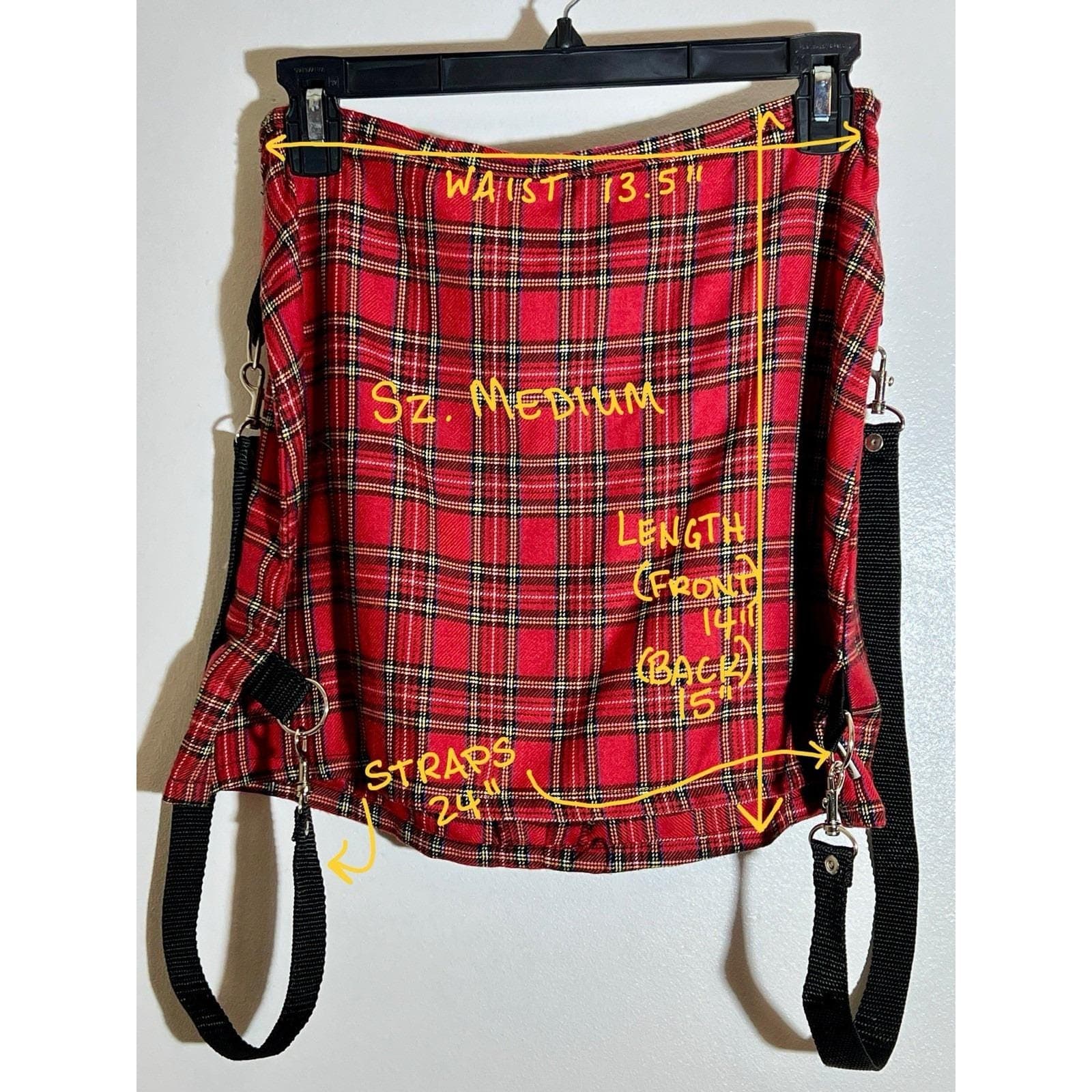 VTG 1990s Dog Pile (DP Gerl) Red Tartan Bondage Skirt, Sz. M - Thumbnail 7