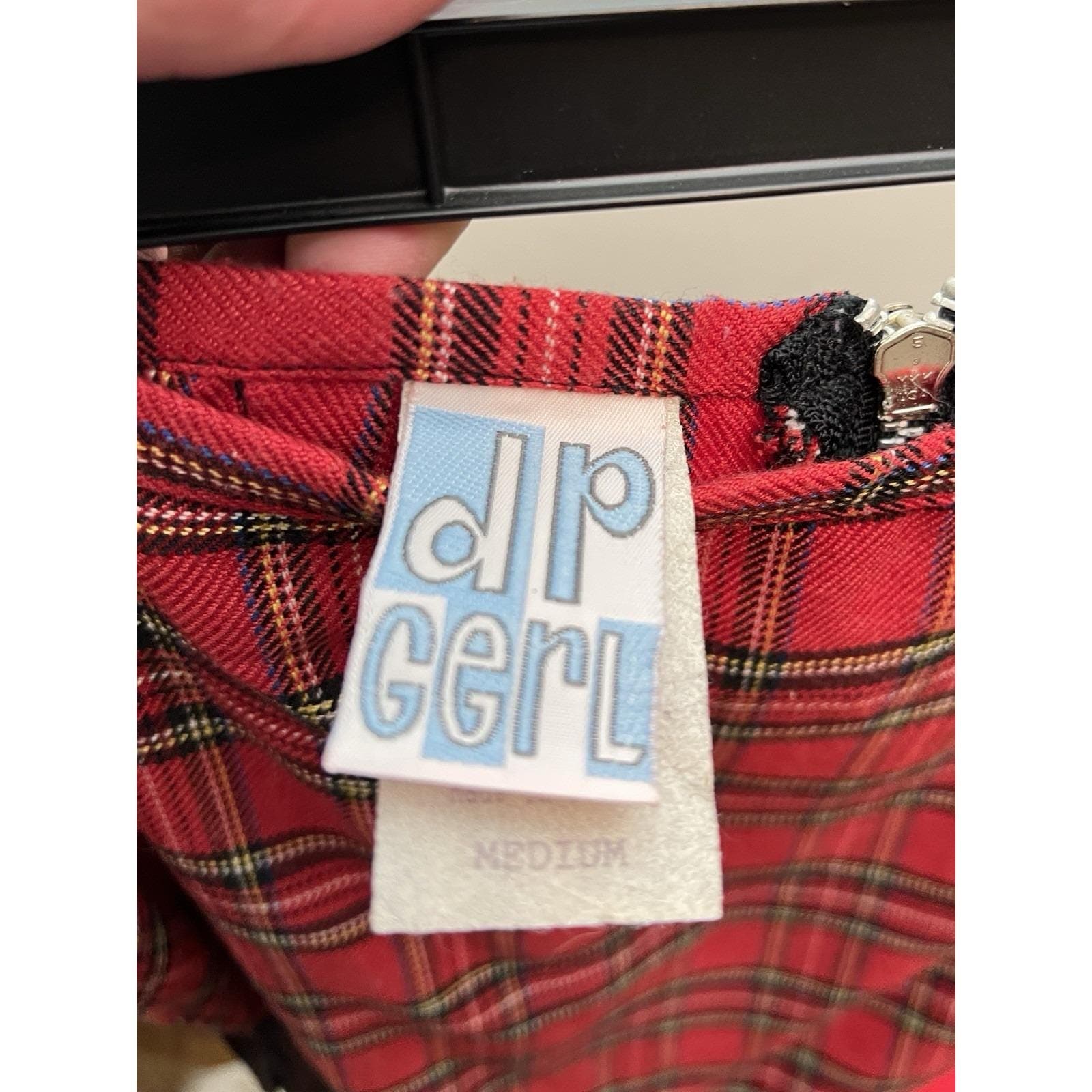 VTG 1990s Dog Pile (DP Gerl) Red Tartan Bondage Skirt, Sz. M - Thumbnail 4
