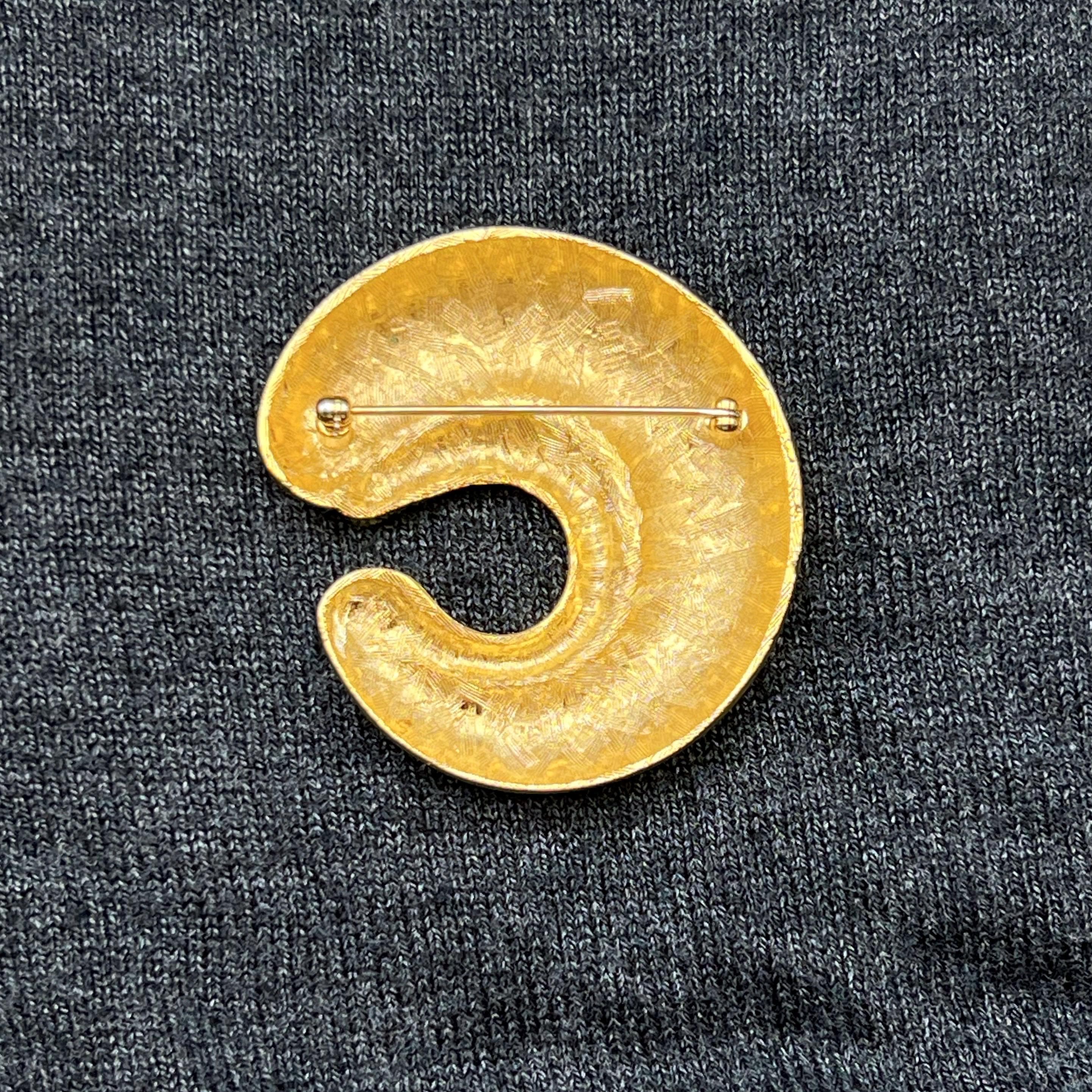 VTG 1980s Gold Tone Swirl Brooch - Thumbnail 3