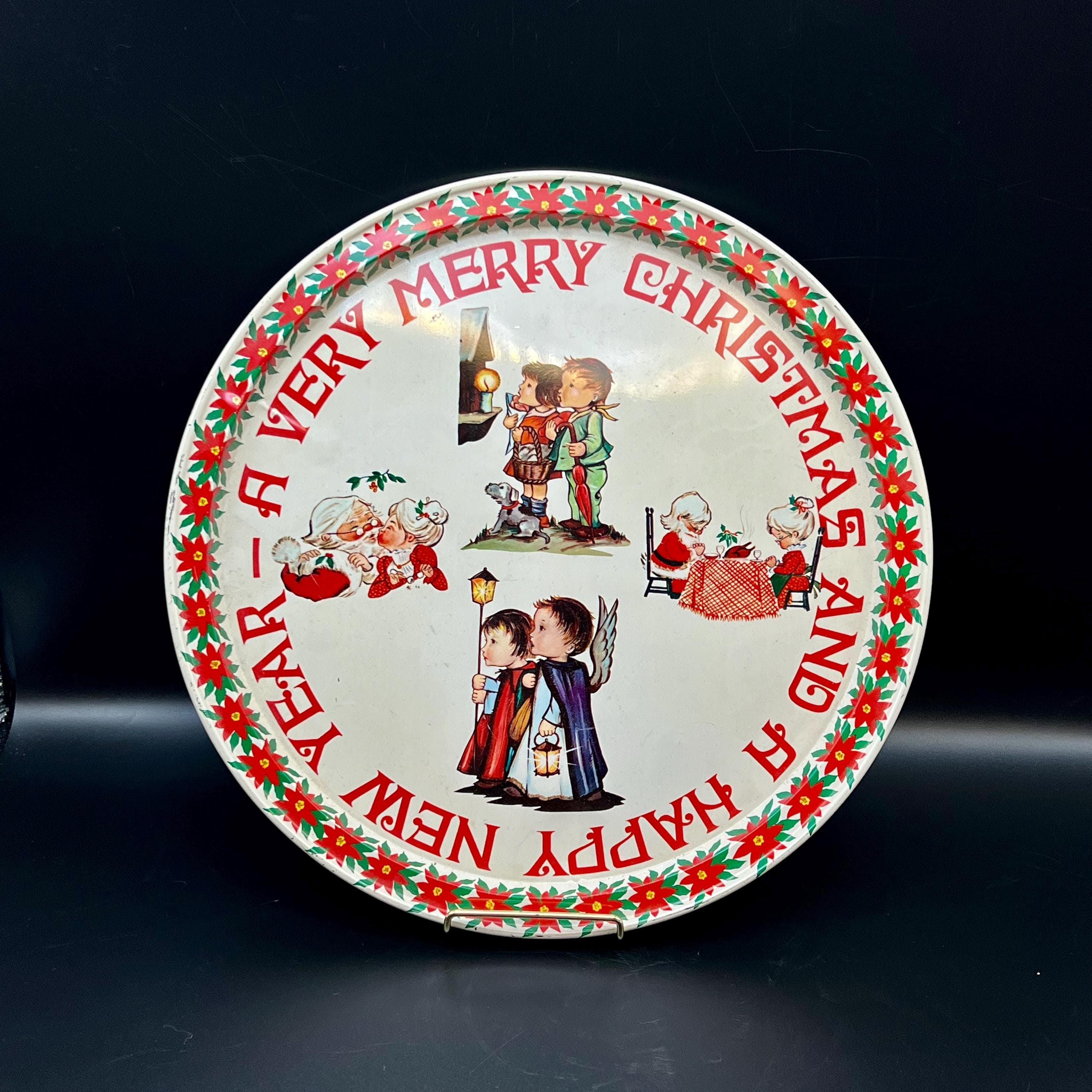 VTG 1950s Metal Christmas Cookie Platter, 12.5” - Image 1