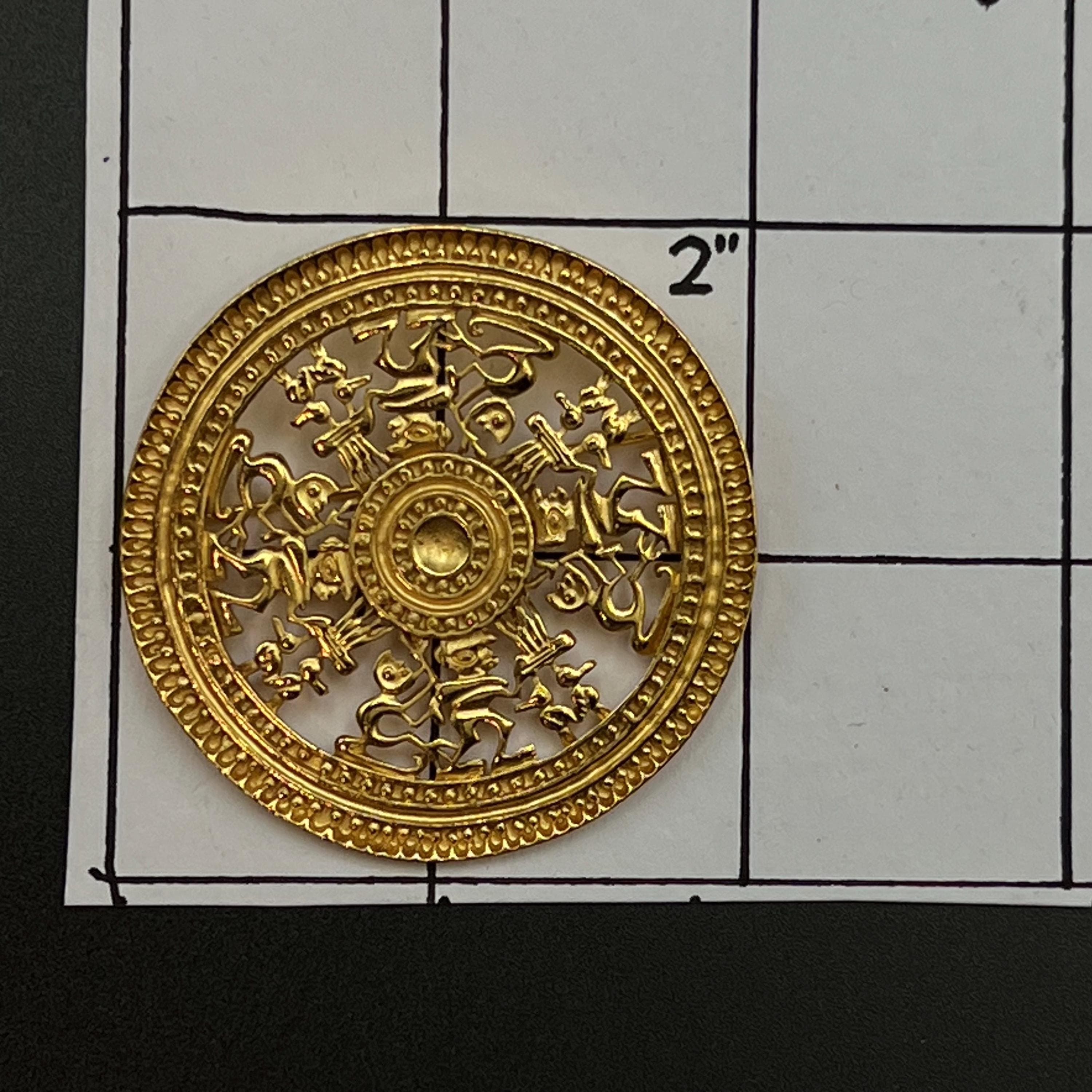 18k Gold Plated Peruvian Inca-inspired Brooch Signed by CCORI, Reproduction of a Museum Piece - Thumbnail 6