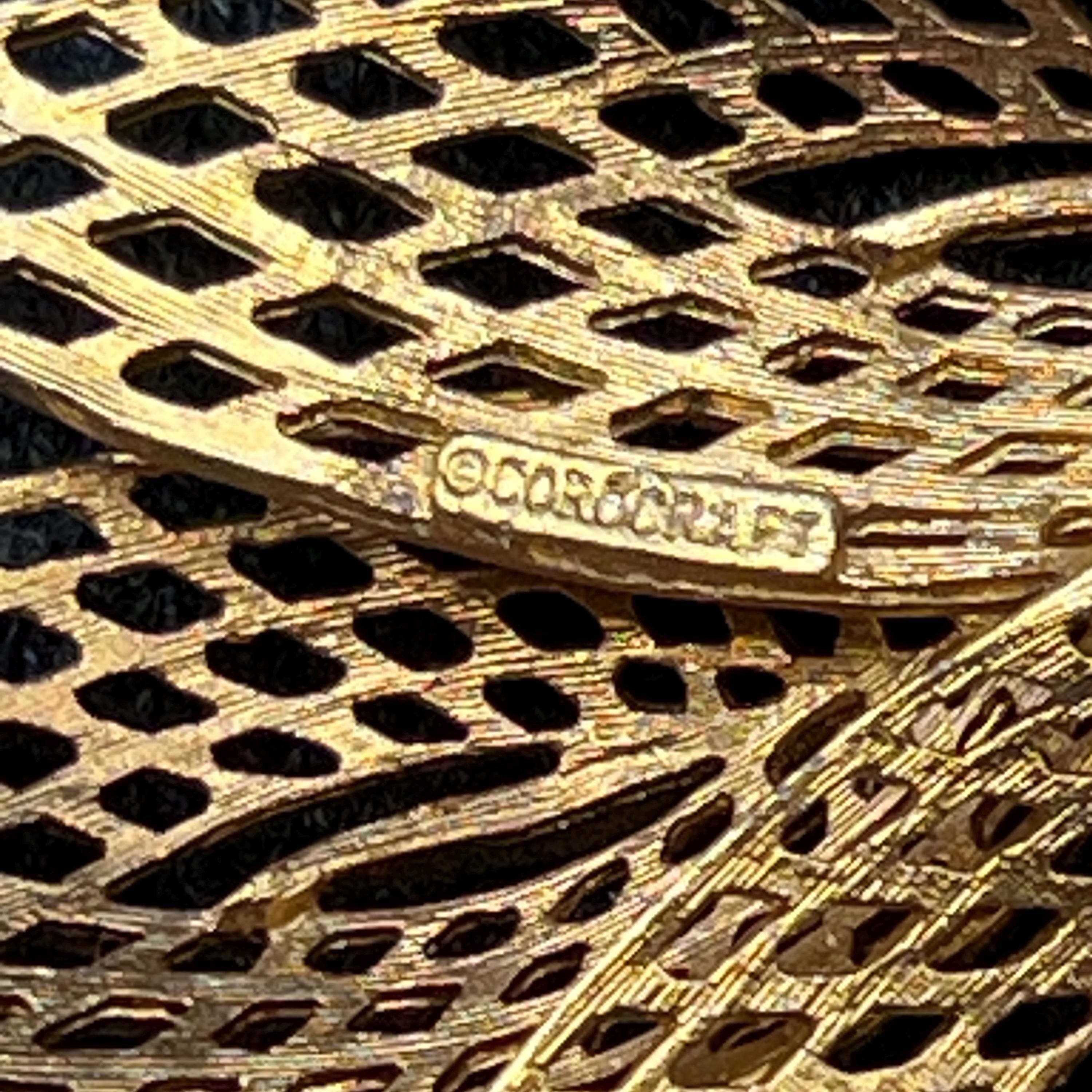 VTG Mid Century Corocraft Leaf Floral Brooch, Gold Tone, Signed - Thumbnail 4