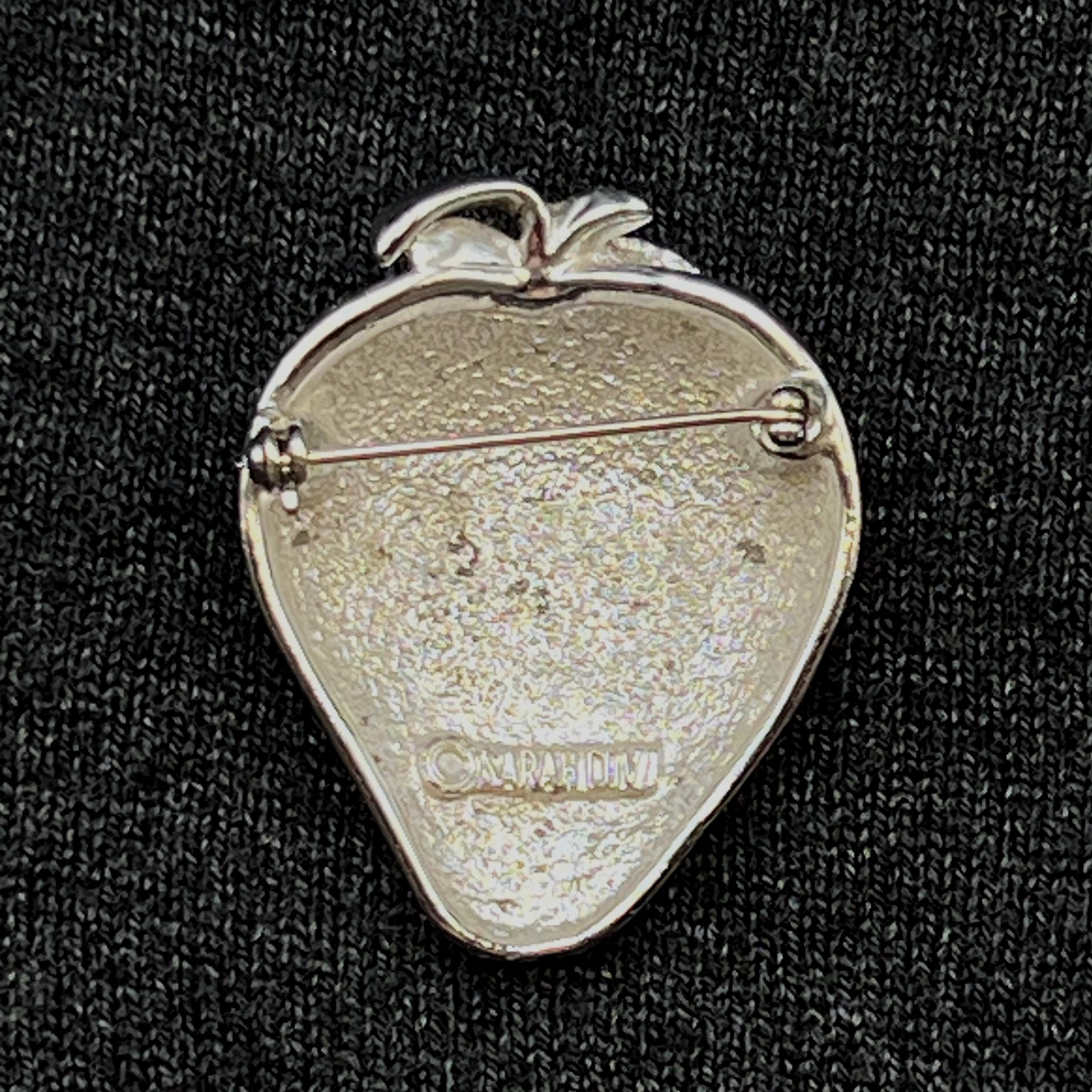 VTG Mid Century Sarah Coventry Strawberry Brooch, Silver Tone, Signed - Thumbnail 2