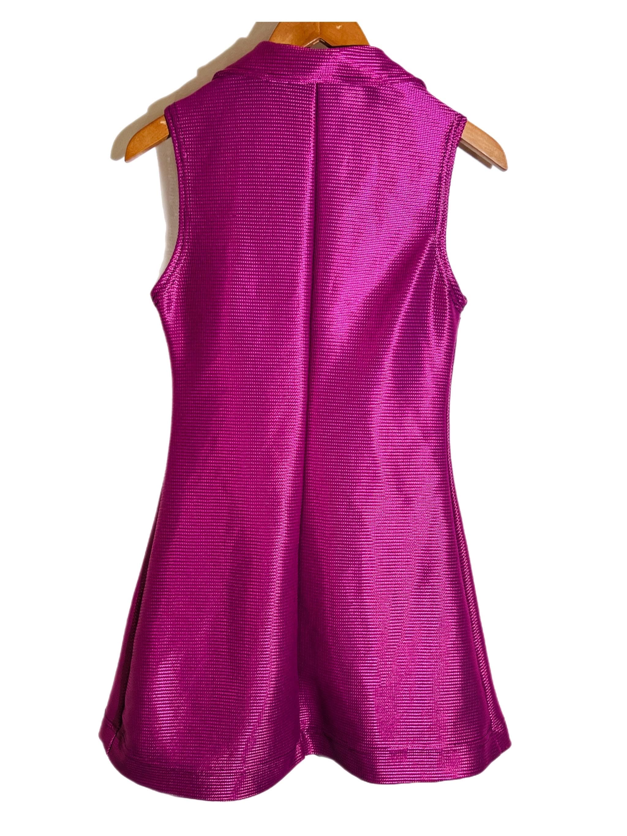 VTG 1990s SERIOUS L.A. Fuchsia “Car Upholstery” A-line Dress, Sz. M - Thumbnail 6