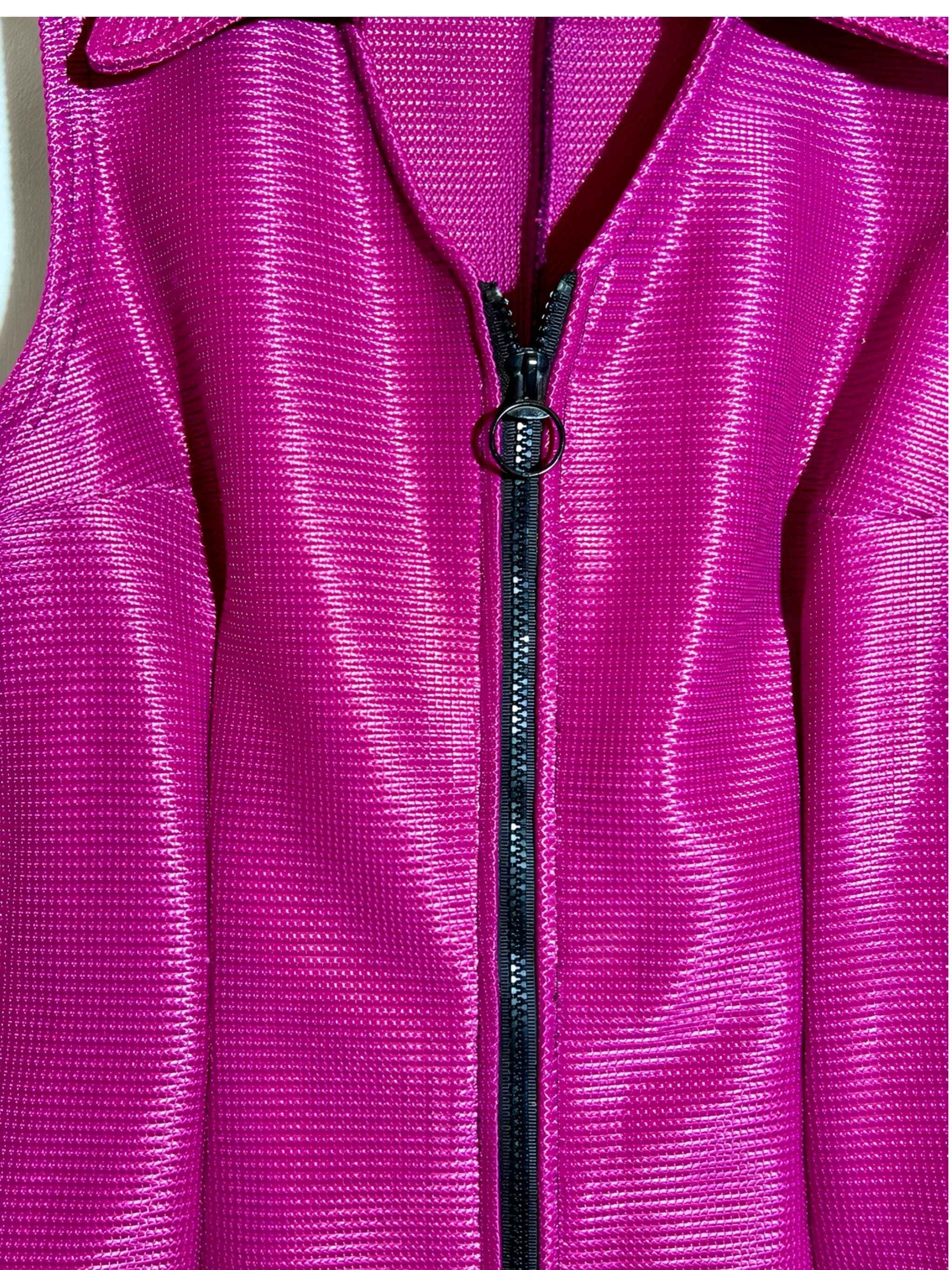 VTG 1990s SERIOUS L.A. Fuchsia “Car Upholstery” A-line Dress, Sz. M - Thumbnail 3