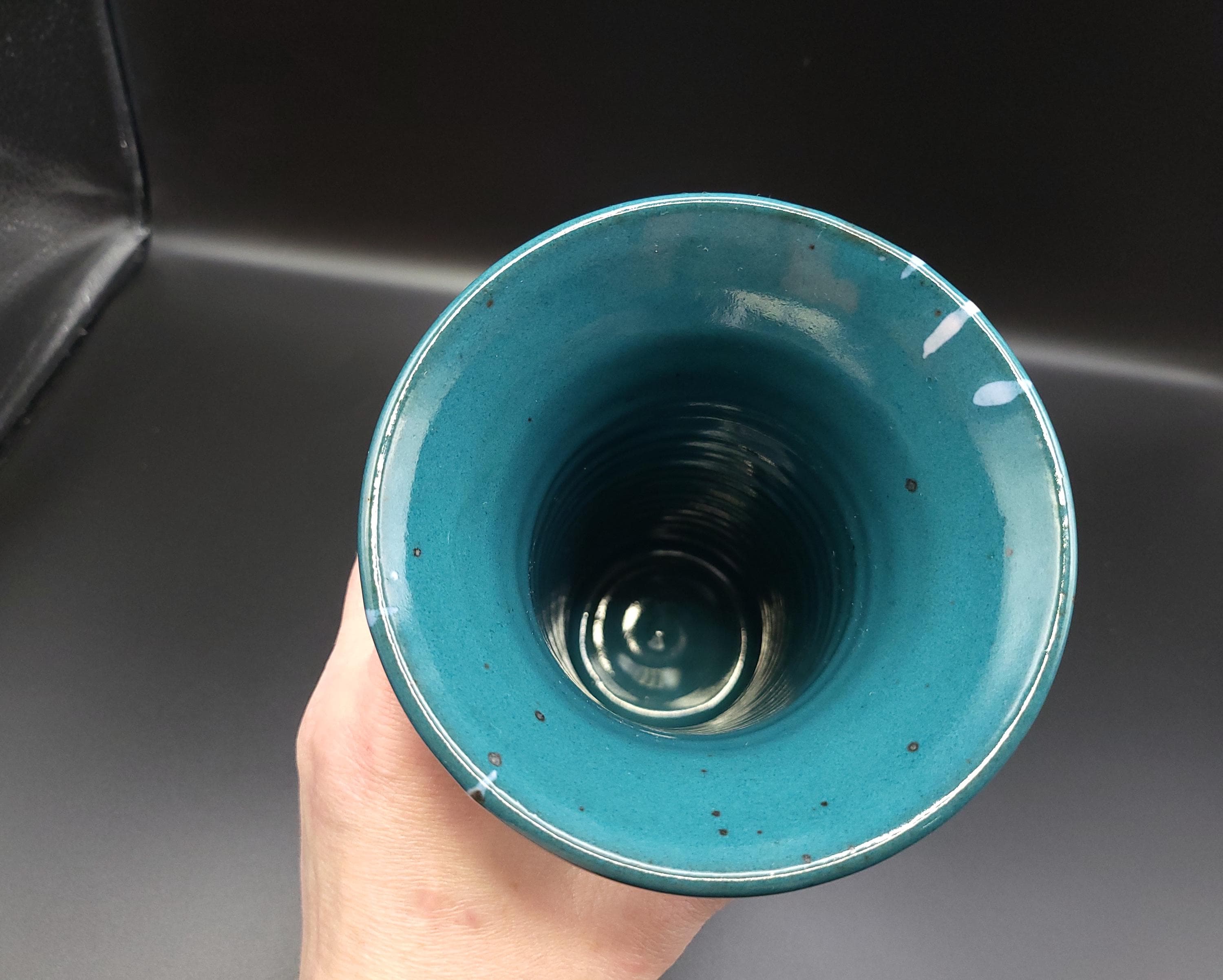1992 Teal & Pink Vase, Signed, Teresa Bowen Pottery - Thumbnail 3
