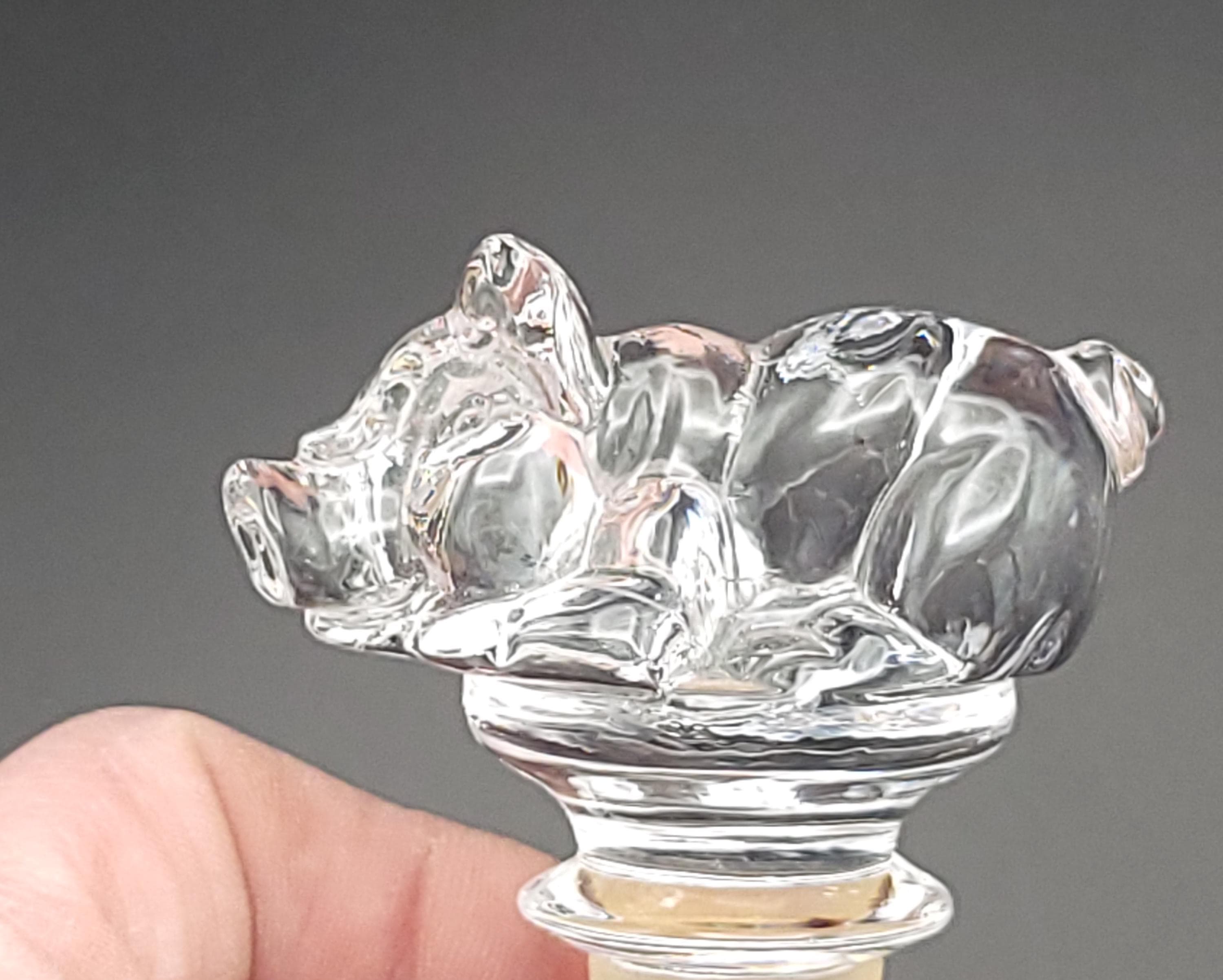 Vintage Mikasa Lead Crystal Pig Bottle Stopper | Farm Friend Sleeping Piggy Wine Topper - Thumbnail 6