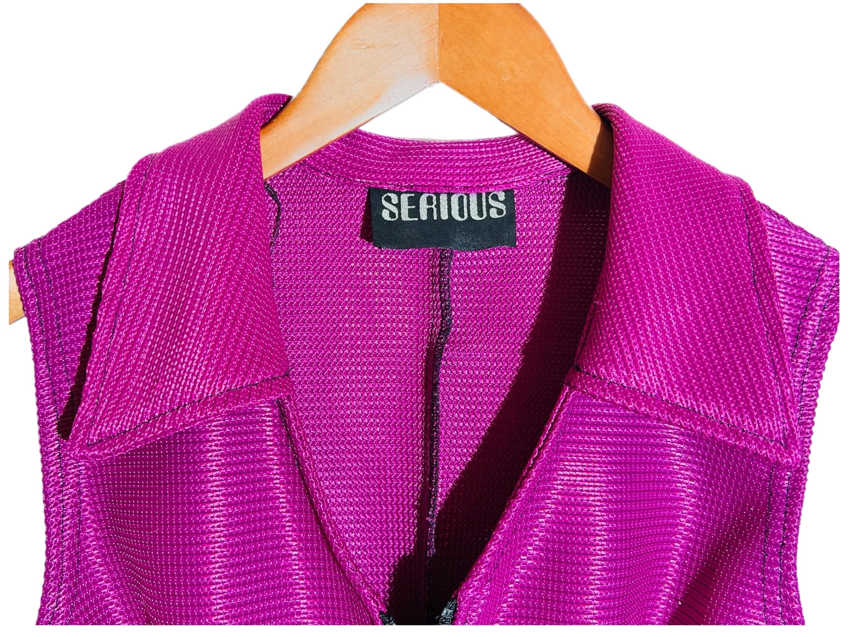 VTG 1990s SERIOUS L.A. Fuchsia “Car Upholstery” A-line Dress, Sz. M - Thumbnail 2