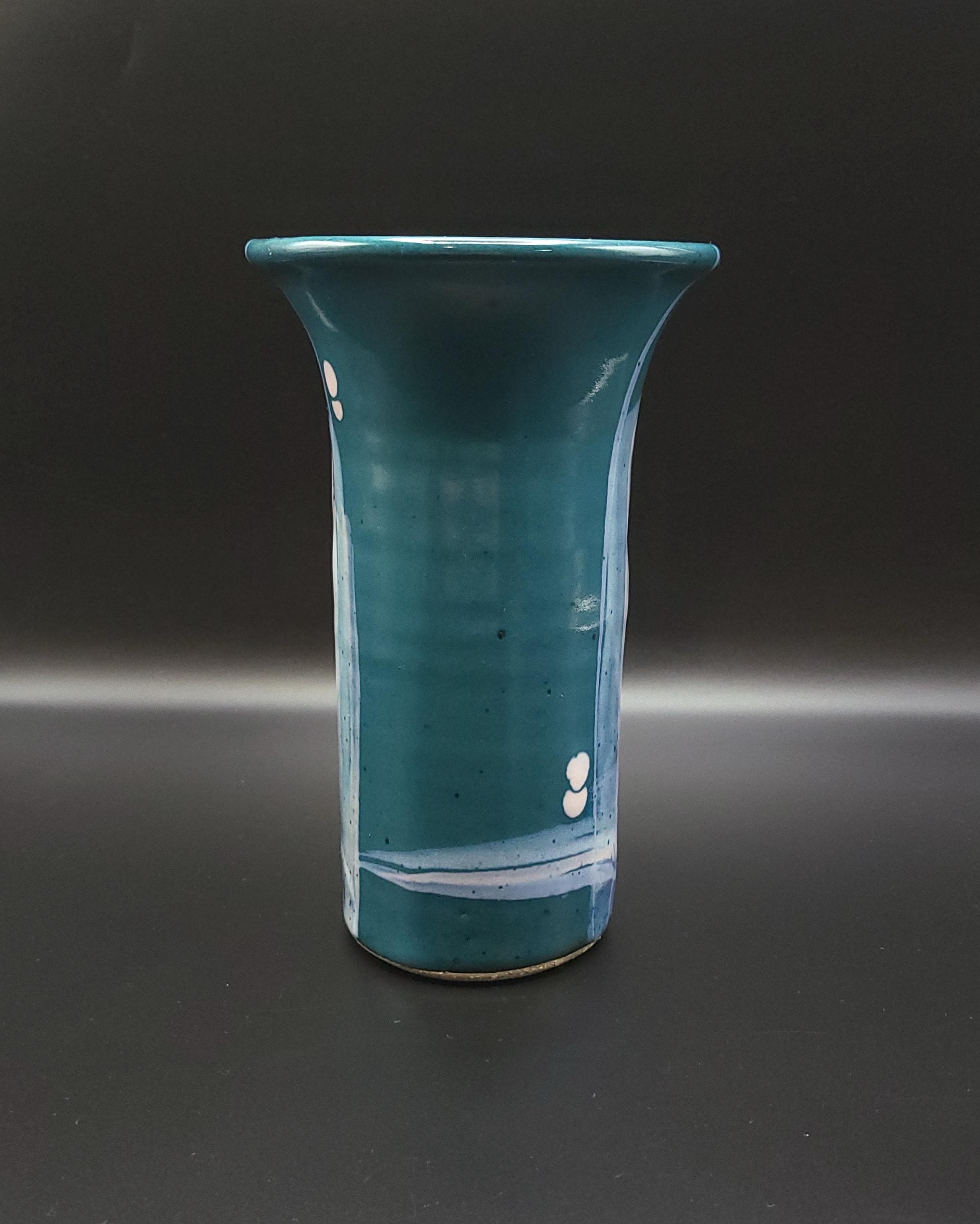 1992 Teal & Pink Vase, Signed, Teresa Bowen Pottery - Thumbnail 2